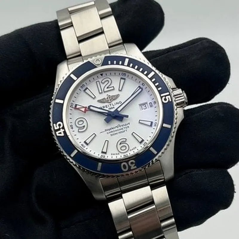 Breitling Superocean 42mm White Dial Silver Steel Strap Watch for Men - A17366D81A1A1 Watches Breitling   