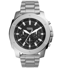 Fossil Modern Machine Black Dial Silver Steel Strap Watch for Men - FS4926 Watches Fossil   