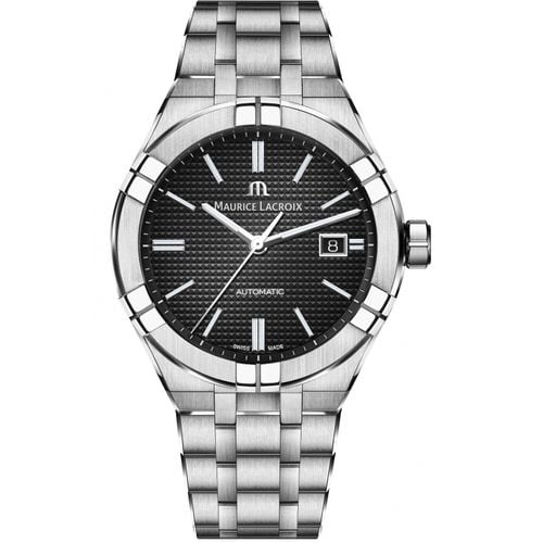 Maurice Lacroix Aikon Date Quartz Black Dial Silver Steel Strap Watch for Men - AI1108-SS002-330-1 Watches Maurice Lacroix   