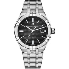 Maurice Lacroix Aikon Date Quartz Black Dial Silver Steel Strap Watch for Men - AI1108-SS002-330-1 Watches Maurice Lacroix   