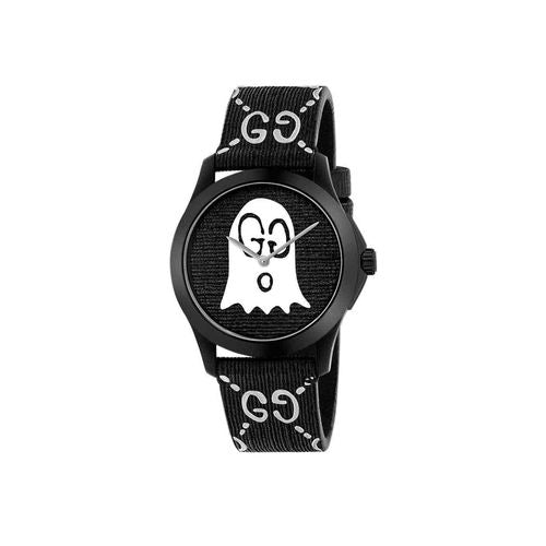 Gucci G Timeless Ghost Motif Black DIal Watch For Men - YA1264018 Watches Gucci   