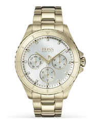 Hugo Boss Premiere White Dial Gold Steel Strap Watch for Women - 1502445 Watches Hugo Boss   