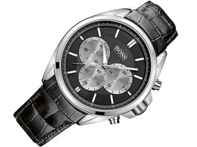 Hugo Boss Driver Black Dial Black Leather Strap Watch for Men - 1512879 Watches Hugo Boss   