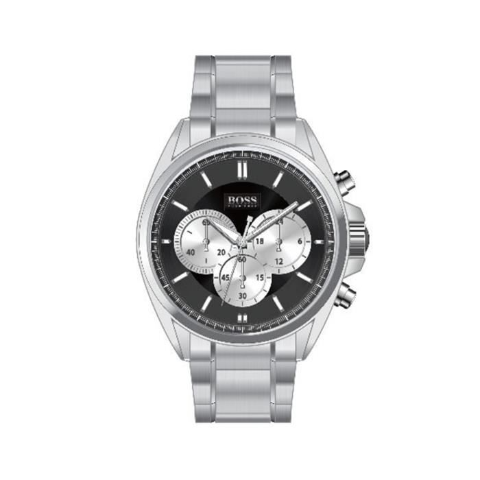 Hugo Boss Driver Black Dial Silver Steel Strap Watch for Men - 1512883 Watches Hugo Boss   