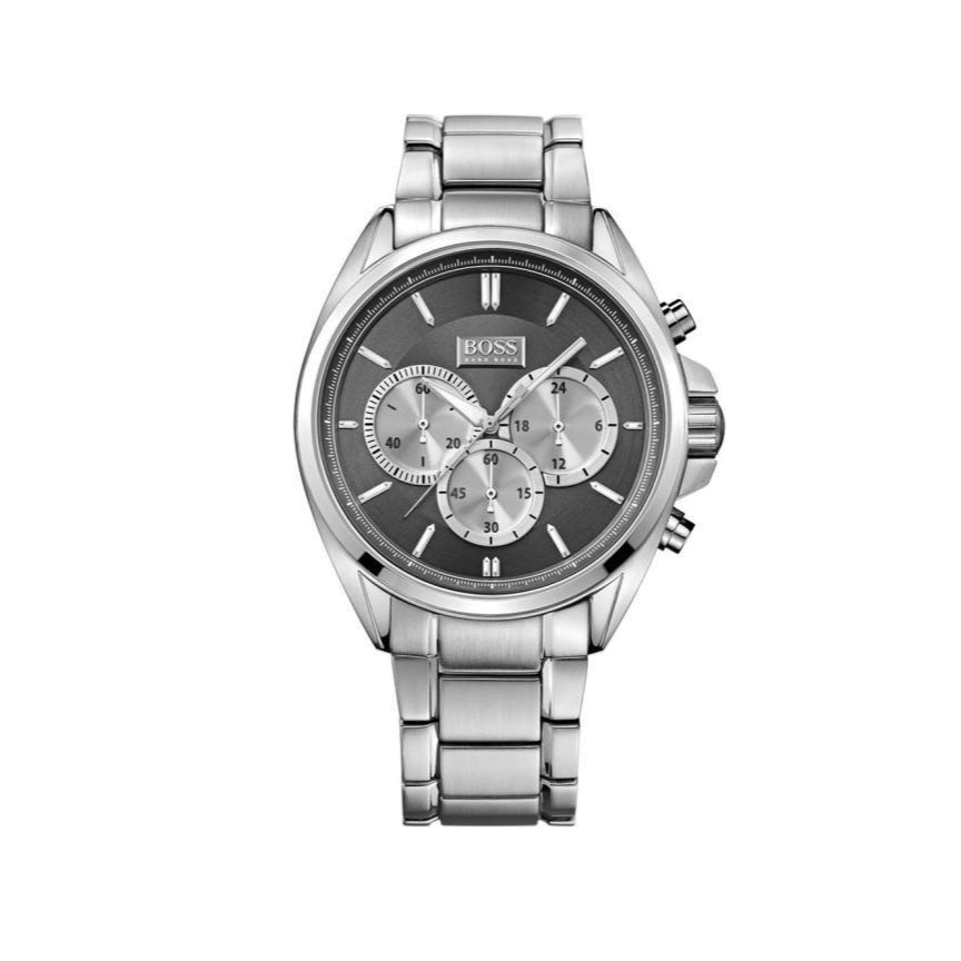Hugo Boss Driver Black Dial Silver Steel Strap Watch for Men - 1512883 Watches Hugo Boss   