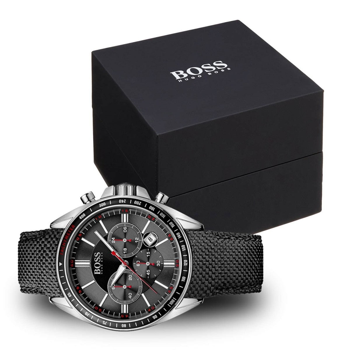 Hugo Boss Driver Black Dial Black Nylon Strap Watch for Men -1513087 Watches Hugo Boss   