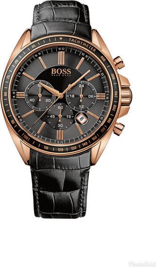 Hugo Boss Driver Black Dial Black Leather Strap Watch for Men - 1513092 Watches Hugo Boss   