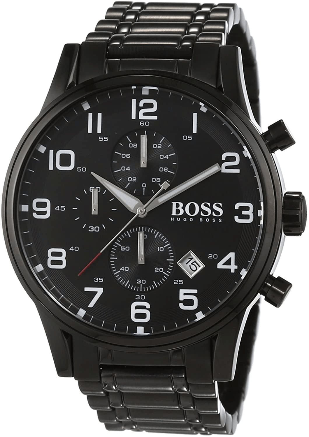 Hugo Boss Chronograph Black Dial Black Steel Strap Watch for Men - 1513180 Watches Hugo Boss   