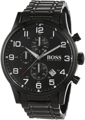 Hugo Boss Chronograph Black Dial Black Steel Strap Watch for Men - 1513180 Watches Hugo Boss   