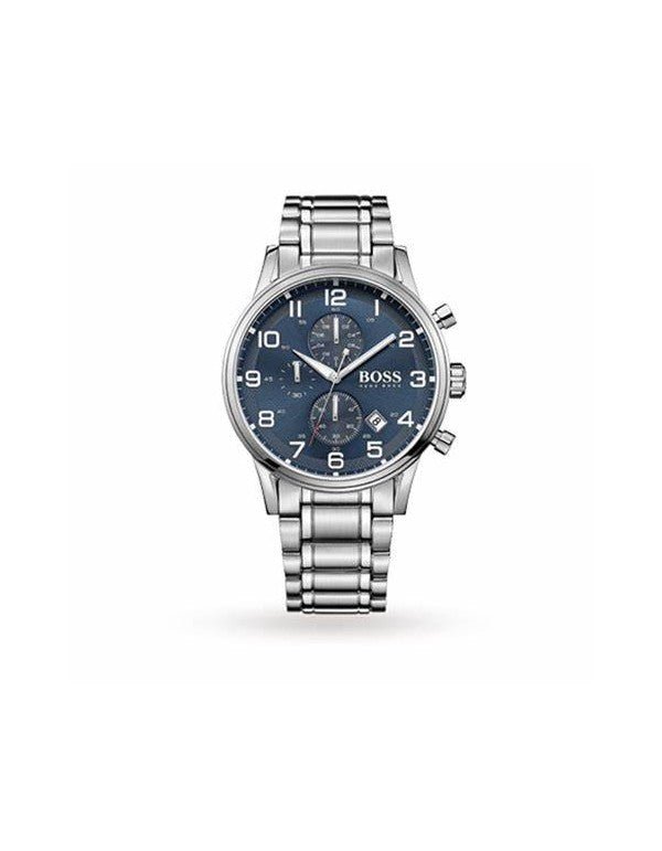 Hugo Boss Aeroliner Blue Dial Silver Steel Strap Watch for Men - 1513183 Watches Hugo Boss   