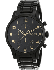 Hugo Boss Aeroliner Black Dial Black Steel Strap Watch for Men - 1513275 Watches Hugo Boss   