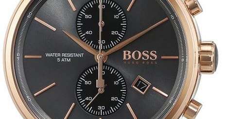 Hugo Boss Jet Grey Dial Brown Leather Strap Watch for Men - 1513281 Watches Hugo Boss   