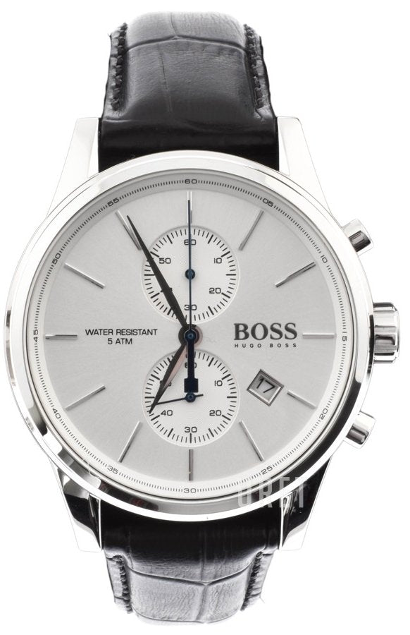 Hugo Boss Jet Silver Dial Black Leather Strap Watch for Men - 1513282 Watches Hugo Boss   