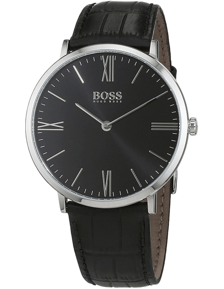 Hugo Boss Jackson Black Dial Black Leather Strap Watch for Men - 1513369 Watches Hugo Boss   