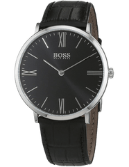 Hugo Boss Jackson Black Dial Black Leather Strap Watch for Men - 1513369 Watches Hugo Boss   
