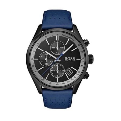 Hugo Boss Grand Prix Chronograph Black Dial Blue Leather Strap Watch for Men - 1513563 Watches Hugo Boss   