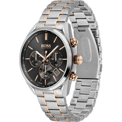 Hugo Boss Champion Black Dial Two Tone Steel Strap Watch for Men - 1513819 Watches Hugo Boss   