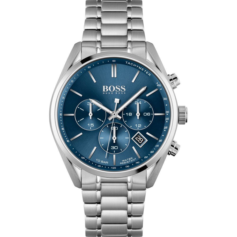 Hugo Boss Champion Blue Dial Silver Steel Strap Watch for Men - 1513818 Watches Hugo Boss   