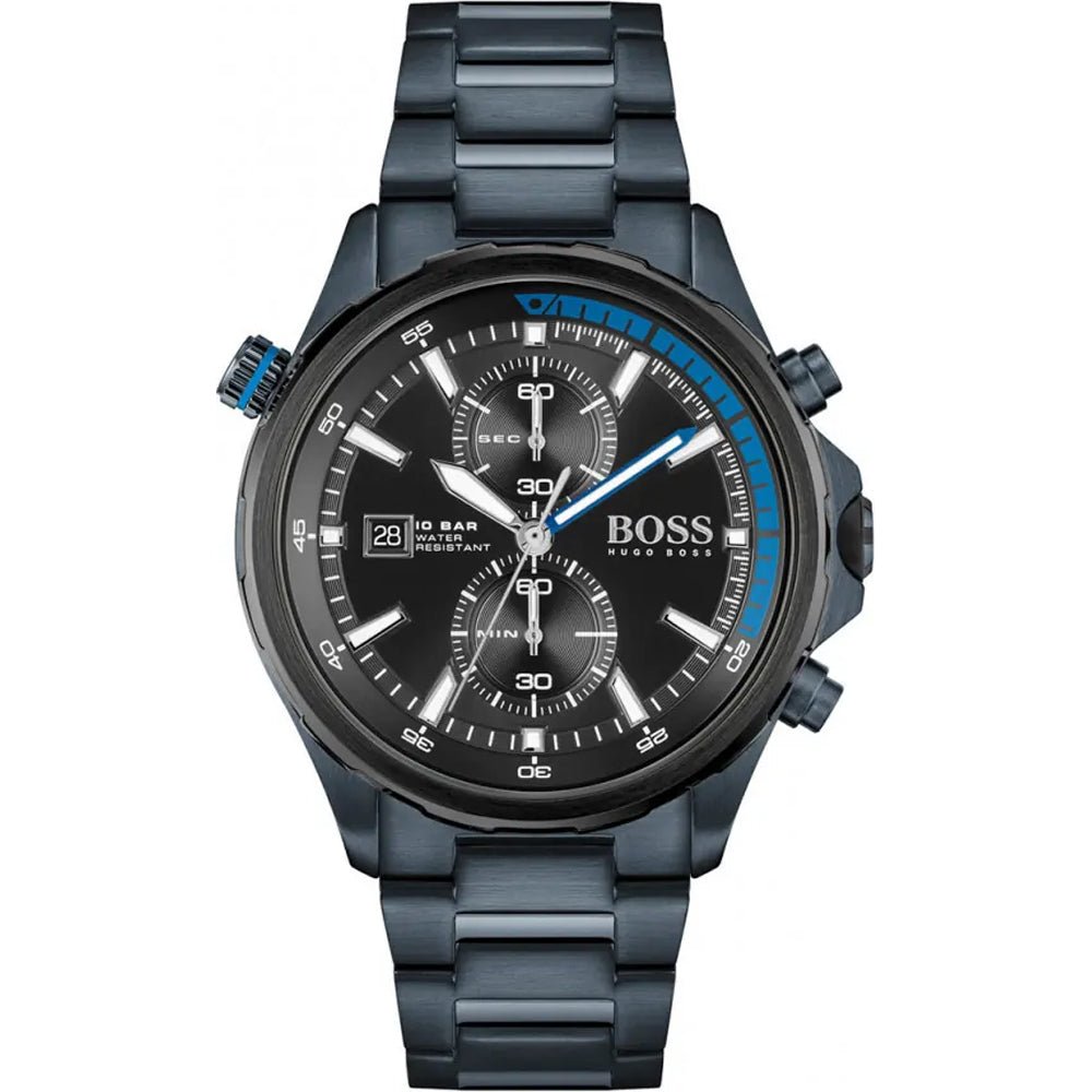 Hugo Boss Globetrotter Black Dial Black Steel Strap Watch for Men - 1513824 Watches Hugo Boss   