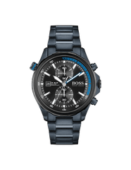 Hugo Boss Globetrotter Black Dial Black Steel Strap Watch for Men - 1513824 Watches Hugo Boss   