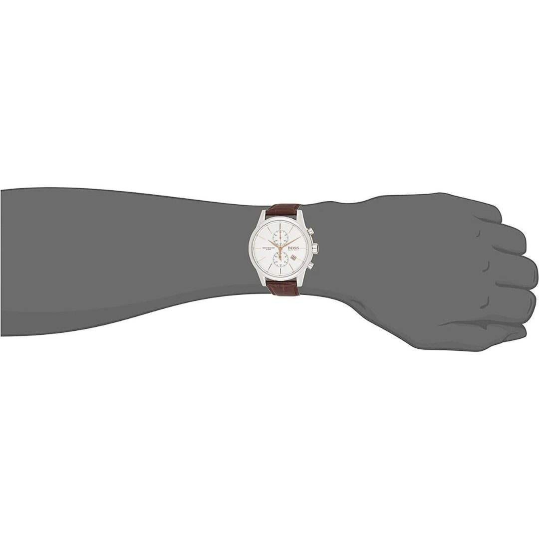 Hugo Boss Jet White Dial Brown Leather Strap Watch for Men - 1513280 Watches Hugo Boss   