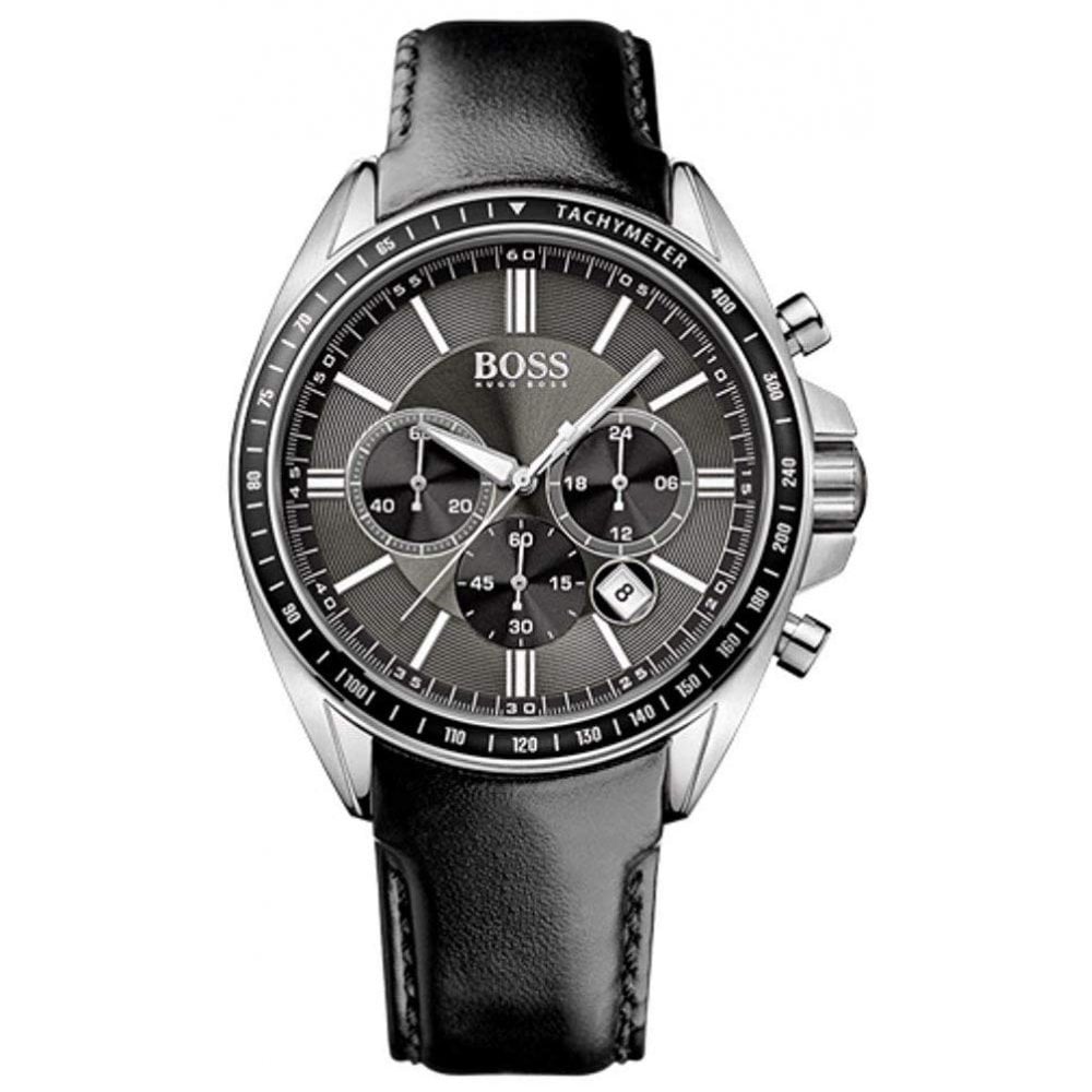 Hugo Boss Contemporary Sport Driver Black Dial Black Leather Strap Watch for Men - 1513085 Watches Hugo Boss   