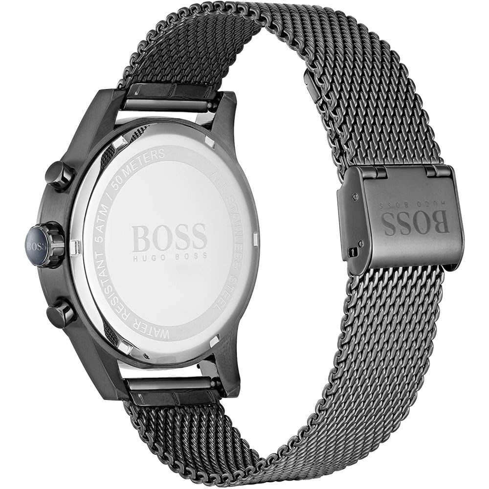 Hugo Boss Jet Blue Dial Gunmetal Mesh Bracelet Watch for Men  - 1513677 Watches Hugo Boss   