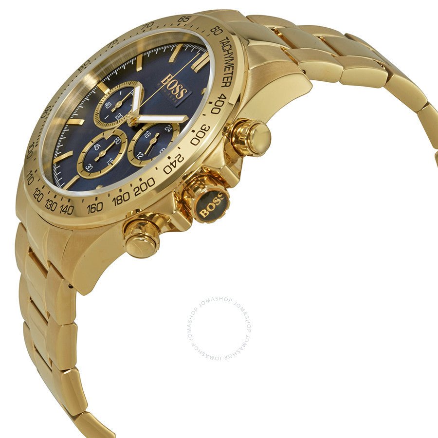 Hugo Boss Ikon Blue Dial Gold Steel Strap Watch for Men - 1513340 Watches Hugo Boss   