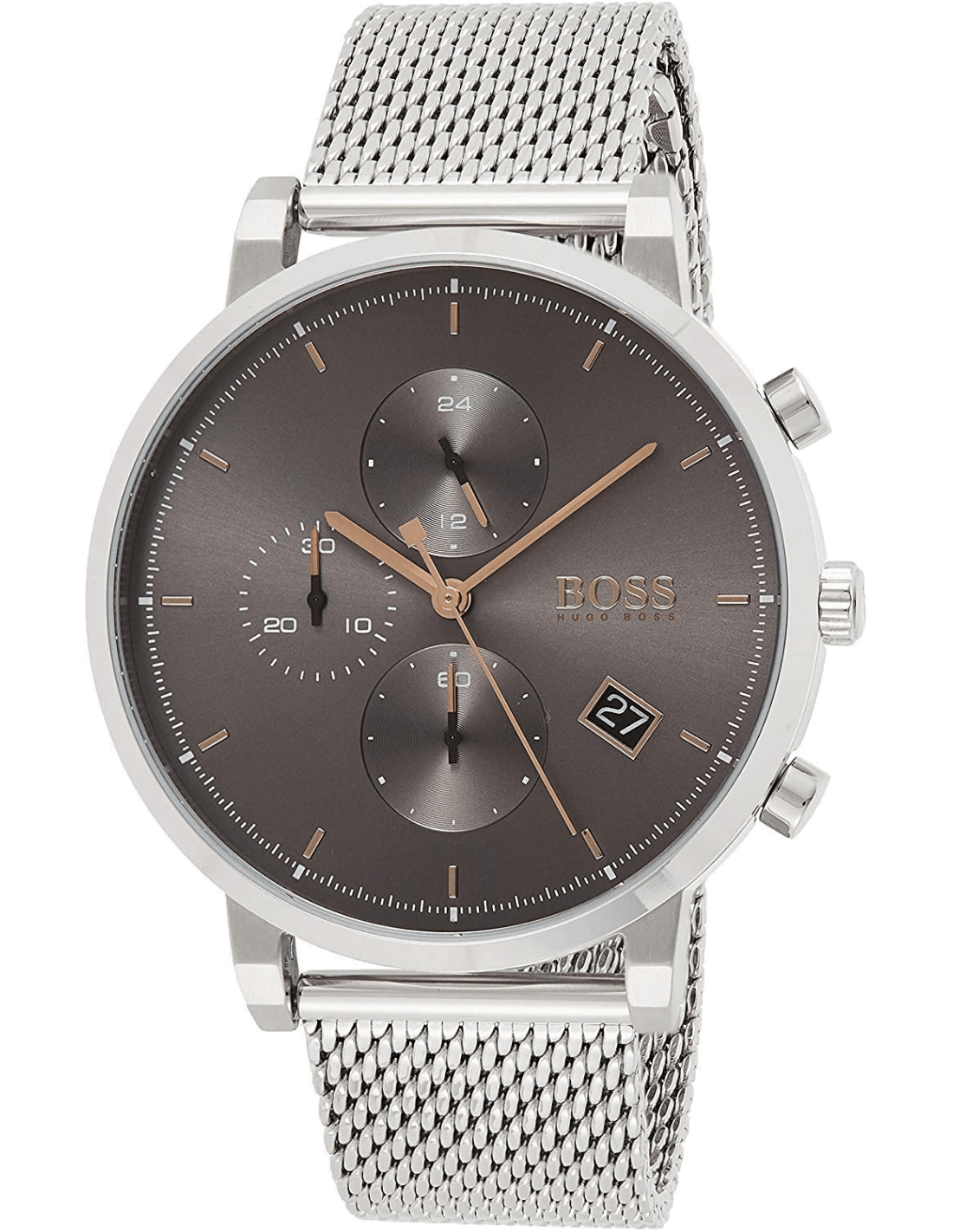 Hugo Boss Integrity Grey Dial Silver Mesh Bracelet Watch for Men - 1513807 Watches Hugo Boss   