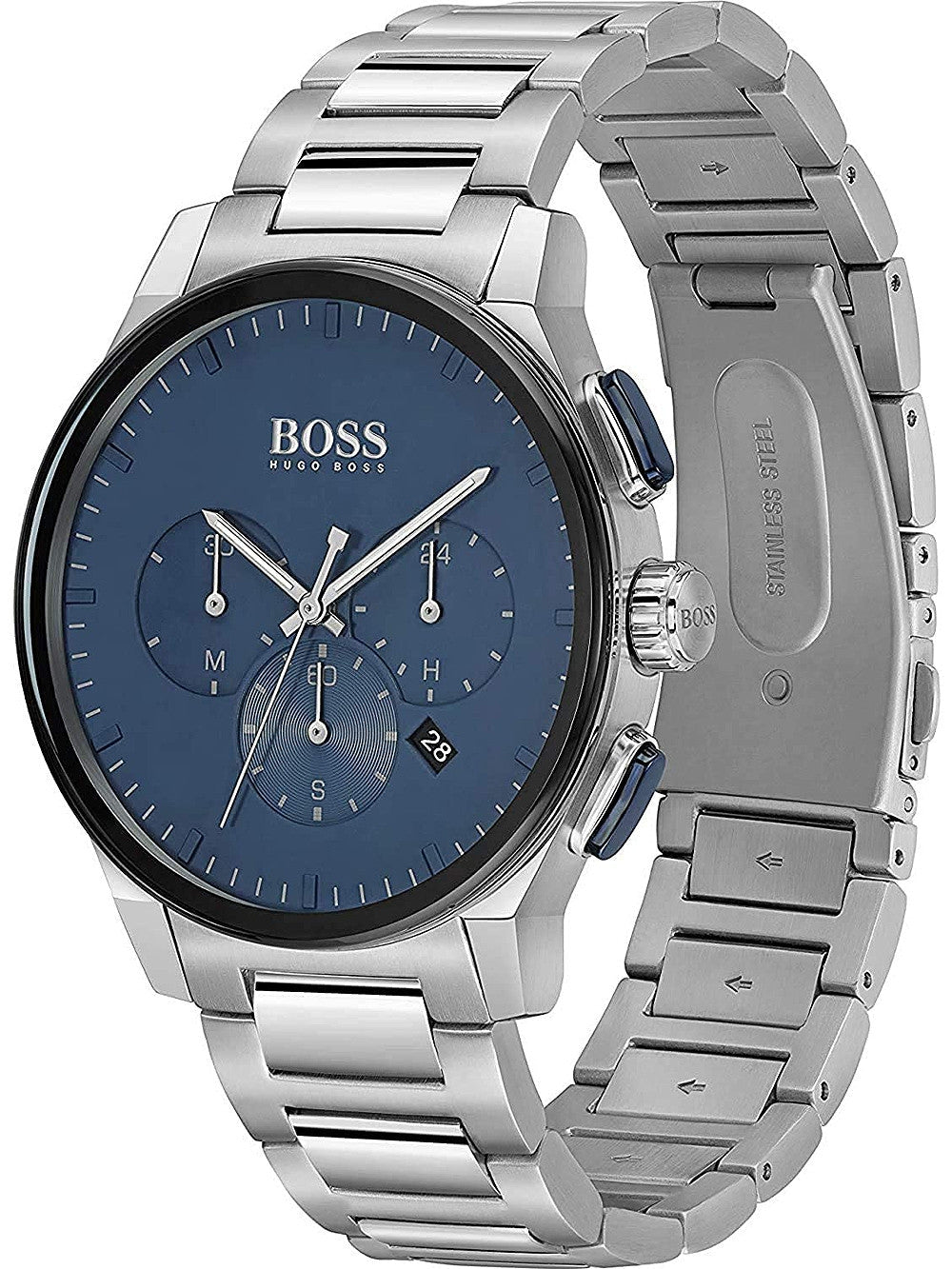 Hugo Boss Peak Chronograph Blue Dial Silver Steel Strap Watch for Men - 1513763 Watches Hugo Boss   