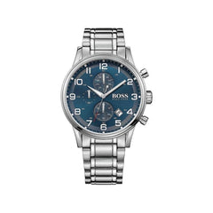 Hugo Boss Aeroliner Blue Dial Silver Steel Strap Watch for Men - 1513183 Watches Hugo Boss   