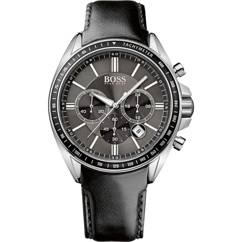 Hugo Boss Contemporary Sport Driver Black Dial Black Leather Strap Watch for Men - 1513085 Watches Hugo Boss   