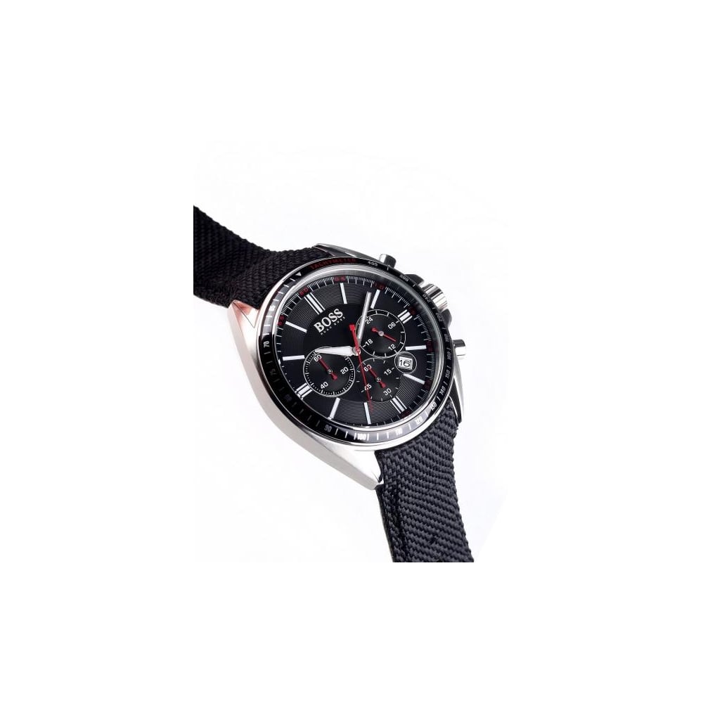 Hugo Boss Driver Black Dial Black Nylon Strap Watch for Men -1513087 Watches Hugo Boss   