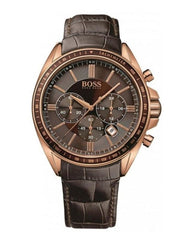 Hugo Boss Driver Sport Chronograph Brown Dial Brown Leather Strap Watch for Men - 1513093 Watches Hugo Boss   