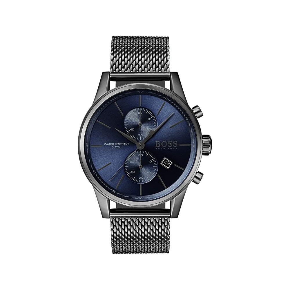 Hugo Boss Jet Blue Dial Gunmetal Mesh Bracelet Watch for Men  - 1513677 Watches Hugo Boss   