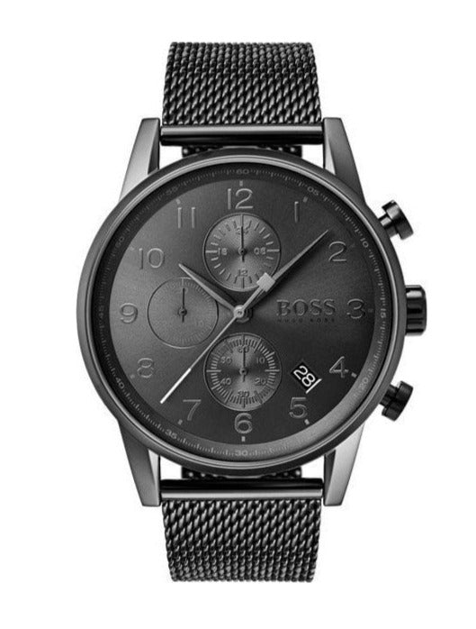 Hugo Boss Navigator Grey Dial Grey Mesh Bracelet Watch for Men - 1513674 Watches Hugo Boss   