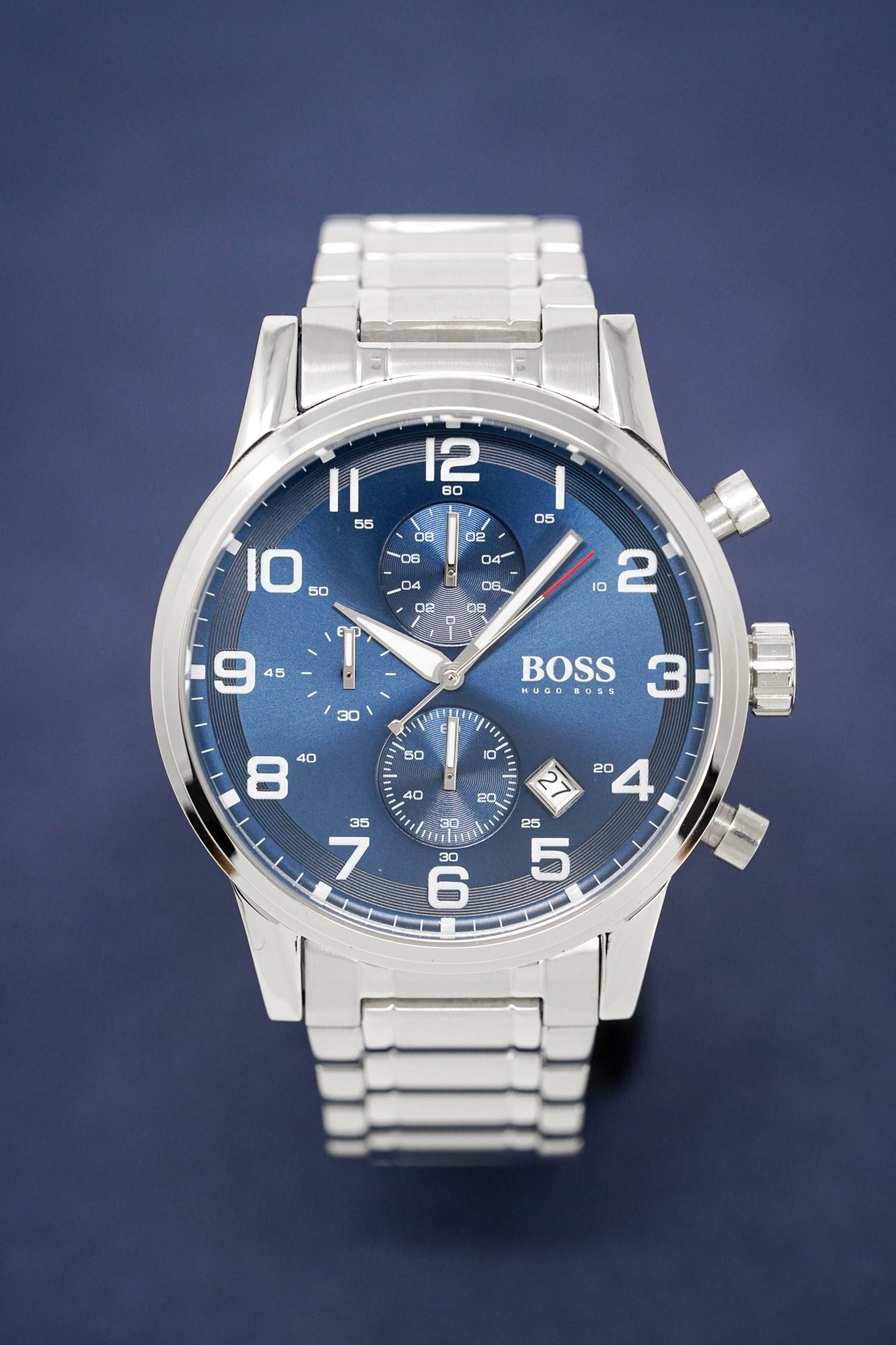 Hugo Boss Aeroliner Blue Dial Silver Steel Strap Watch for Men - 1513183 Watches Hugo Boss   