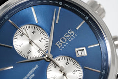 Hugo Boss Jet Blue Dial Black Leather Strap Watch for Men - 1513283 Watches Hugo Boss   