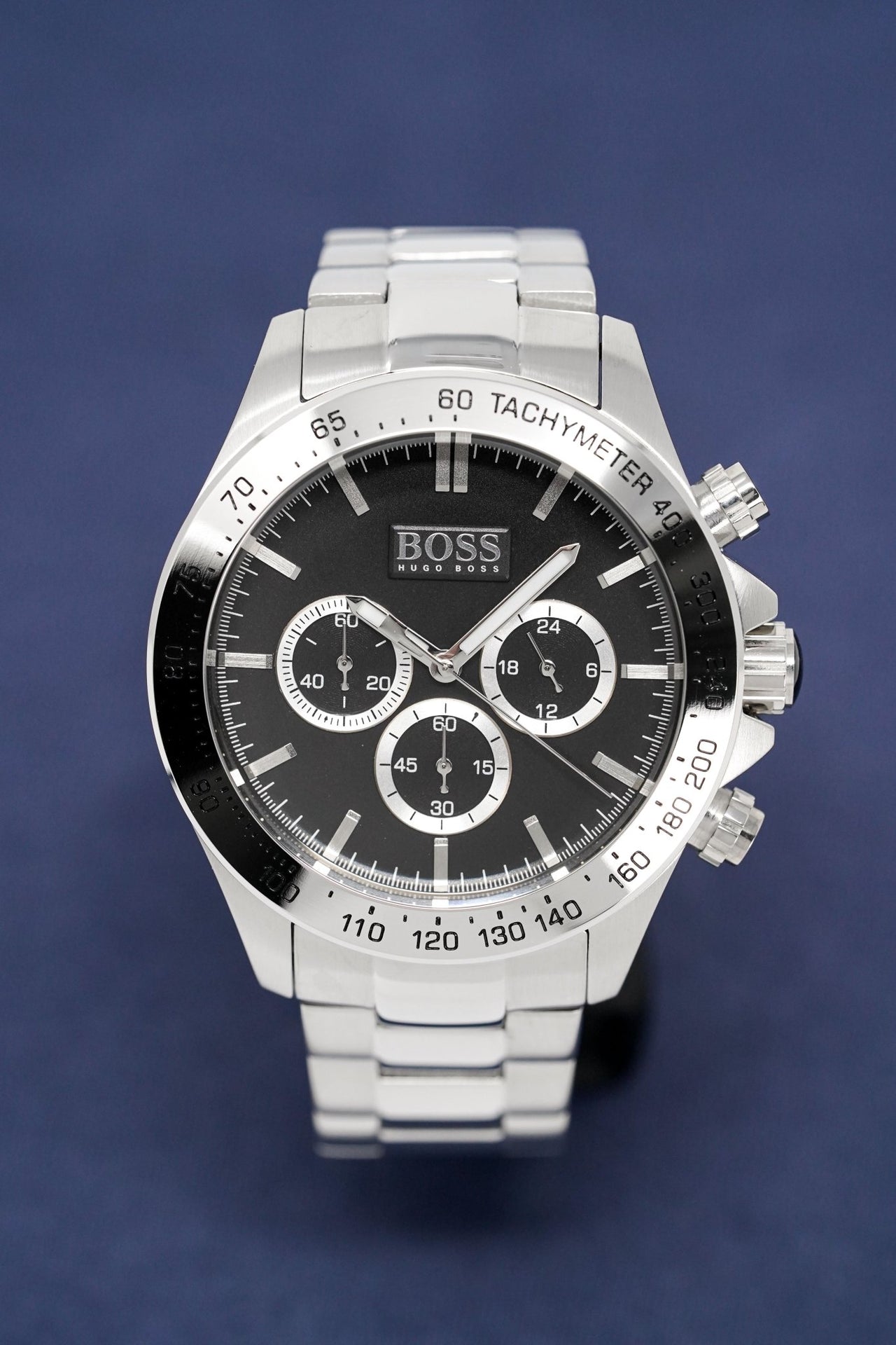 Hugo Boss Ikon Black Dial Silver Steel Strap Watch for Men - 1512965 Watches Hugo Boss   