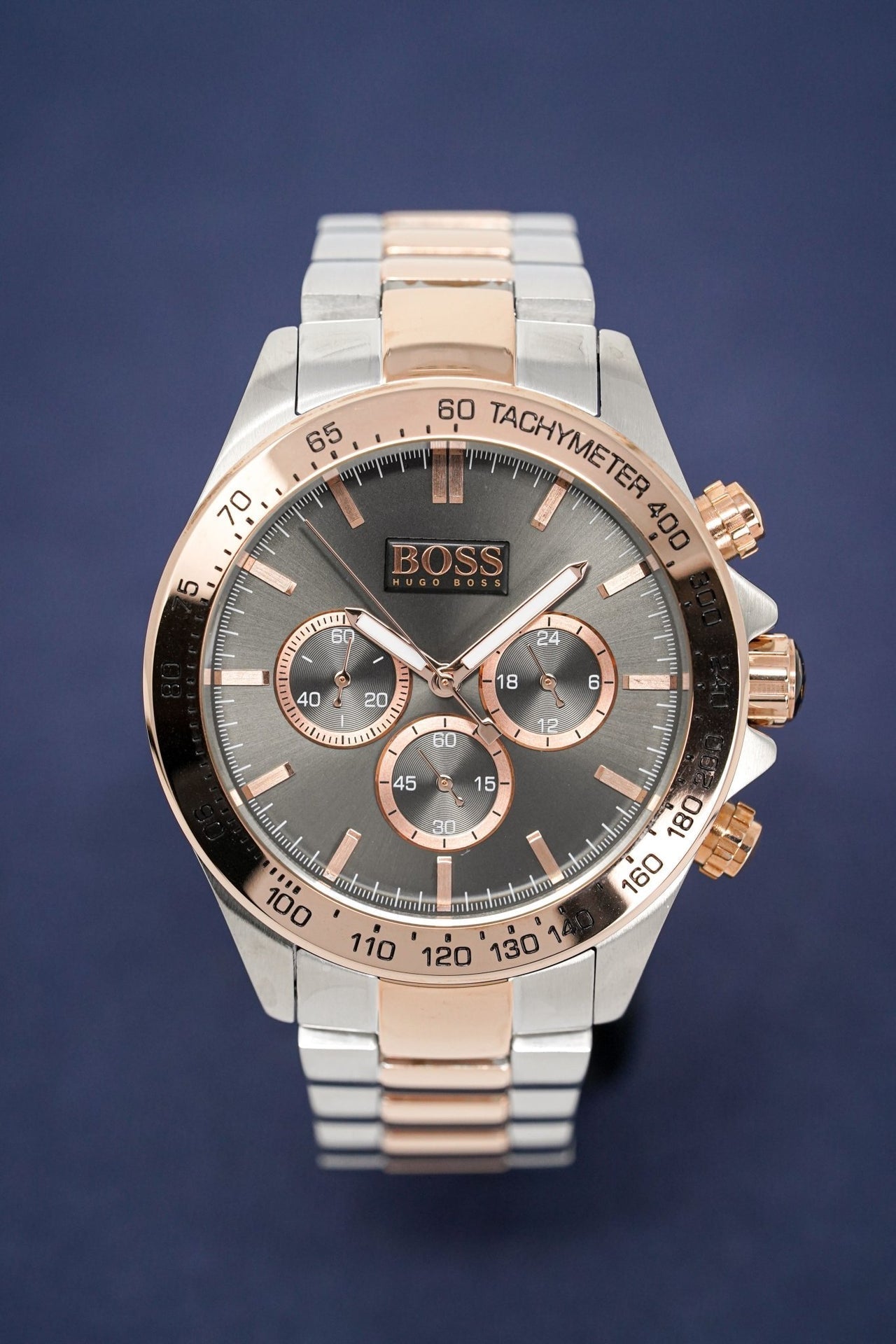 Hugo Boss Ikon Grey Dial Two Tone Steel Strap Watch for Men - 1513339 Watches Hugo Boss   