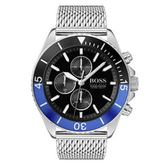 Hugo Boss Ocean Edition Black Dial Silver Mesh Strap Watch for Men - 1513742 Watches Hugo Boss   