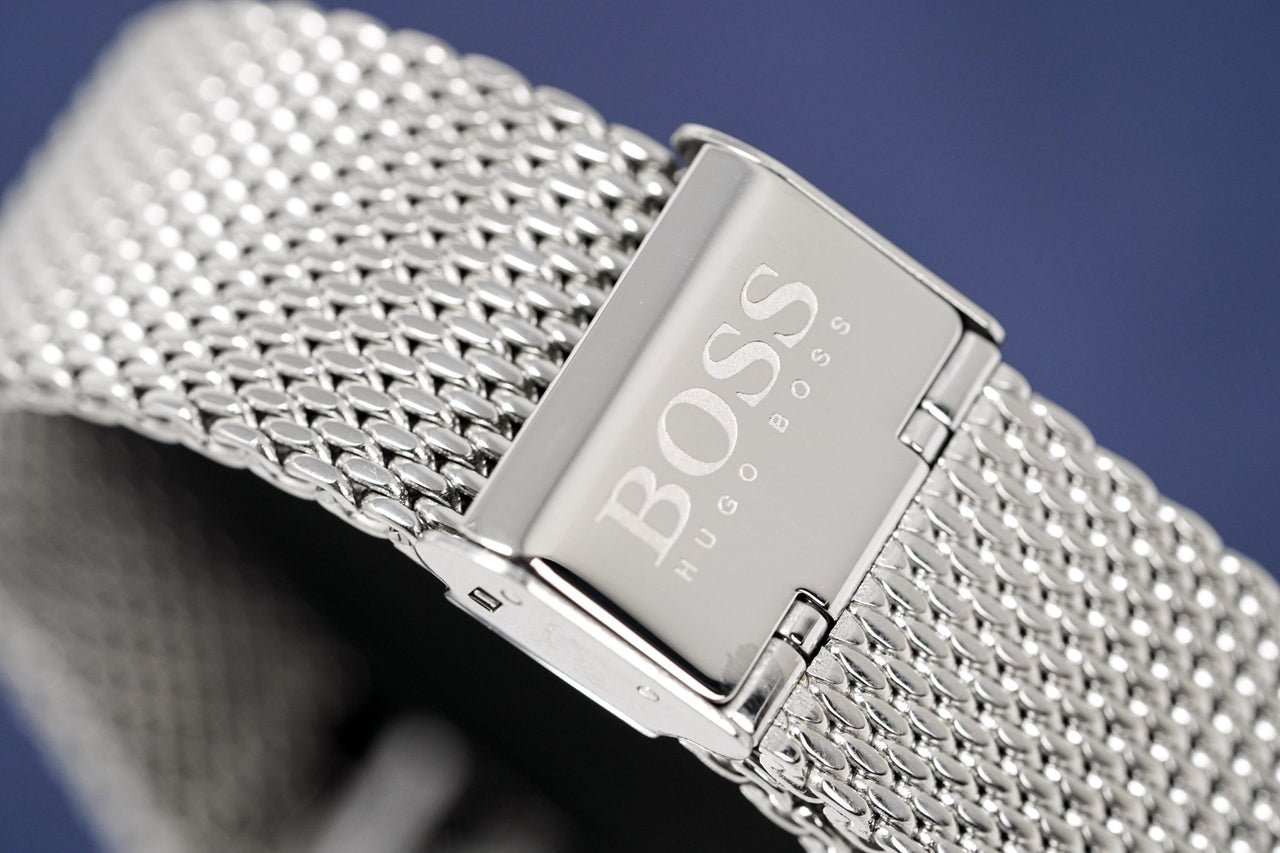 Hugo Boss Ocean Edition Black Dial Silver Mesh Strap Watch for Men - 1513742 Watches Hugo Boss   