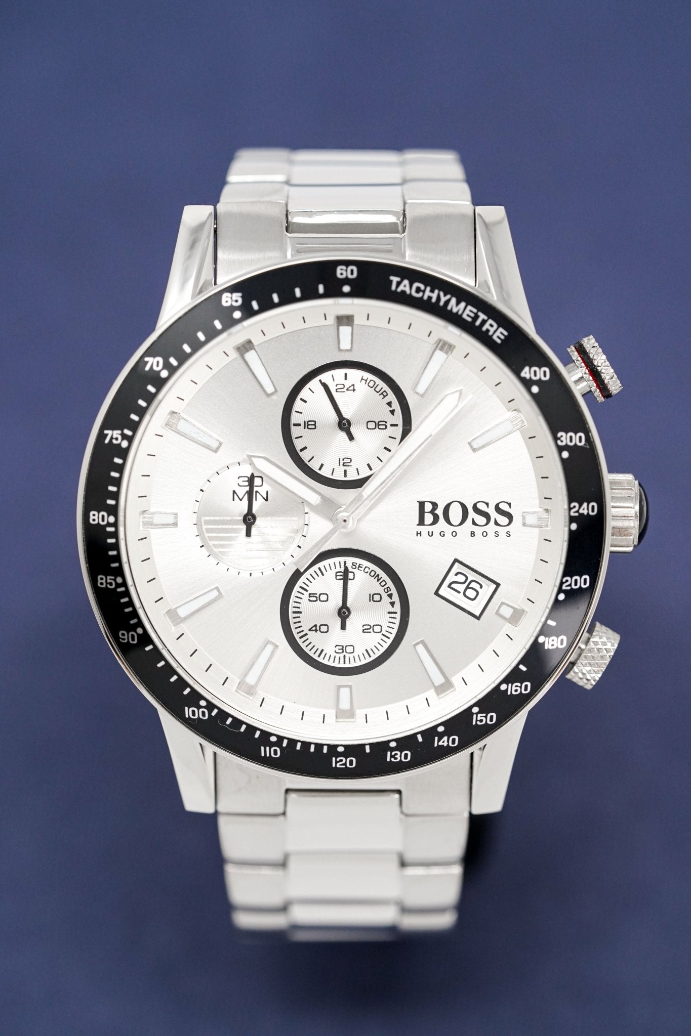 Hugo Boss Rafale Competitive Sport Silver Dial Silver Steel Strap Watch for Men - 1513511 Watches Hugo Boss   