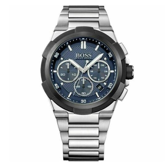 Hugo Boss Supernova Blue Chronograph Dial Silver Steel Strap Watch for Men - 1513360 Watches Hugo Boss   