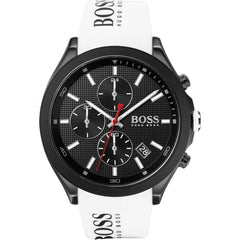 Hugo Boss Velocity Black Dial White Rubber Strap Watch for Men - 1513718 Watches Hugo Boss   