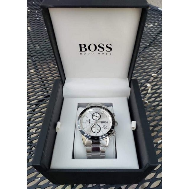 Hugo Boss Rafale Competitive Sport Silver Dial Silver Steel Strap Watch for Men - 1513511 Watches Hugo Boss   