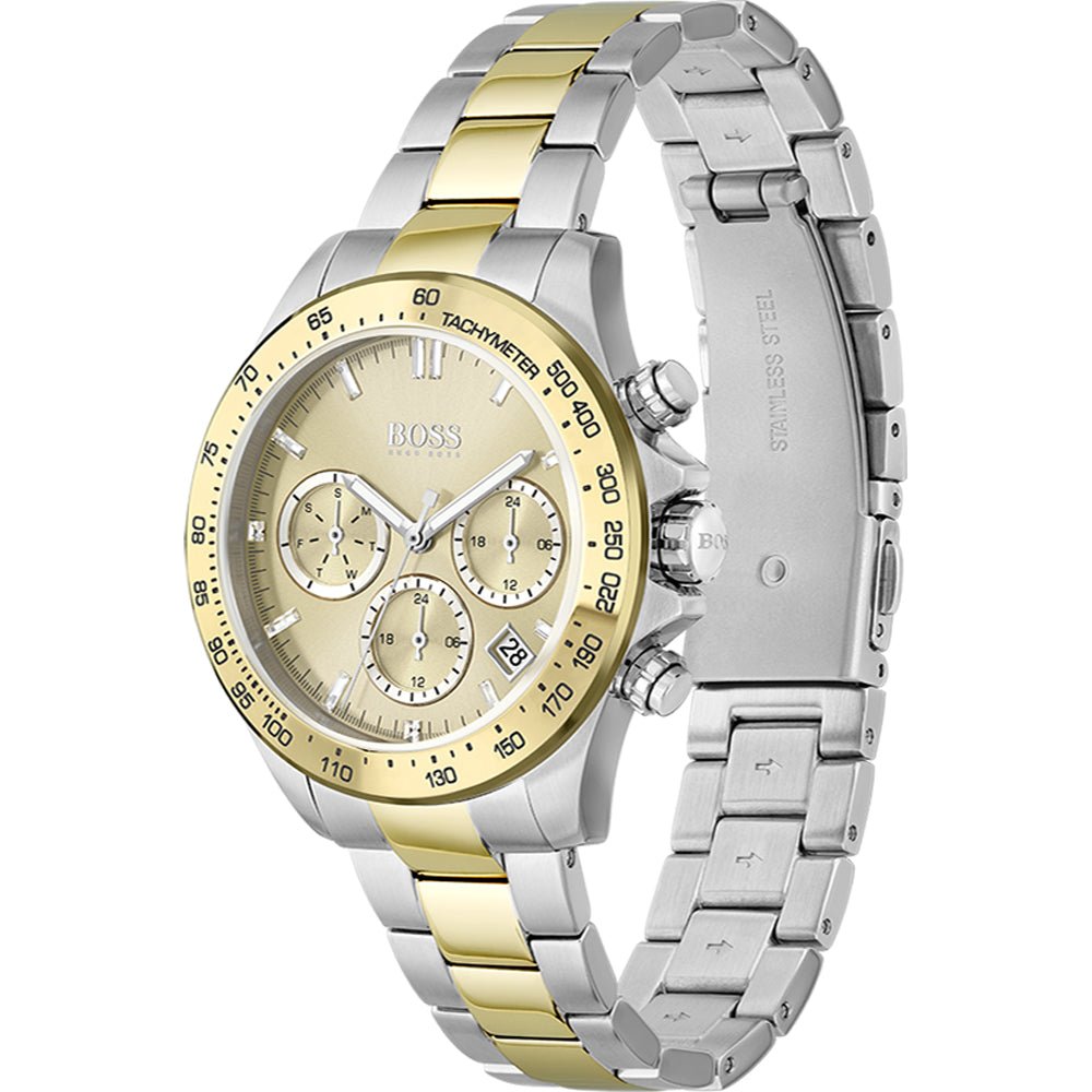 Hugo Boss Novia Gold Dial Two Tone Steel Strap Watch for Women - 1502618 Watches Hugo Boss   