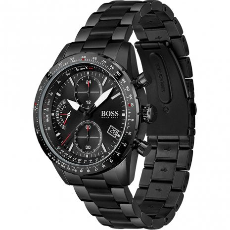 Hugo Boss Pilot Edition Black Dial Black Steel Strap Watch for Men - 1513854 Watches Hugo Boss   