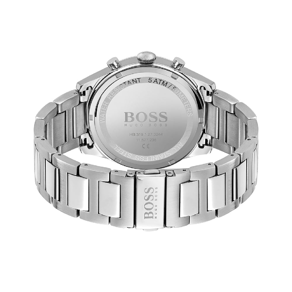 Hugo Boss Hero Chronograph White Dial Silver Steel Strap Watch for Men - 1513875 Watches Hugo Boss   