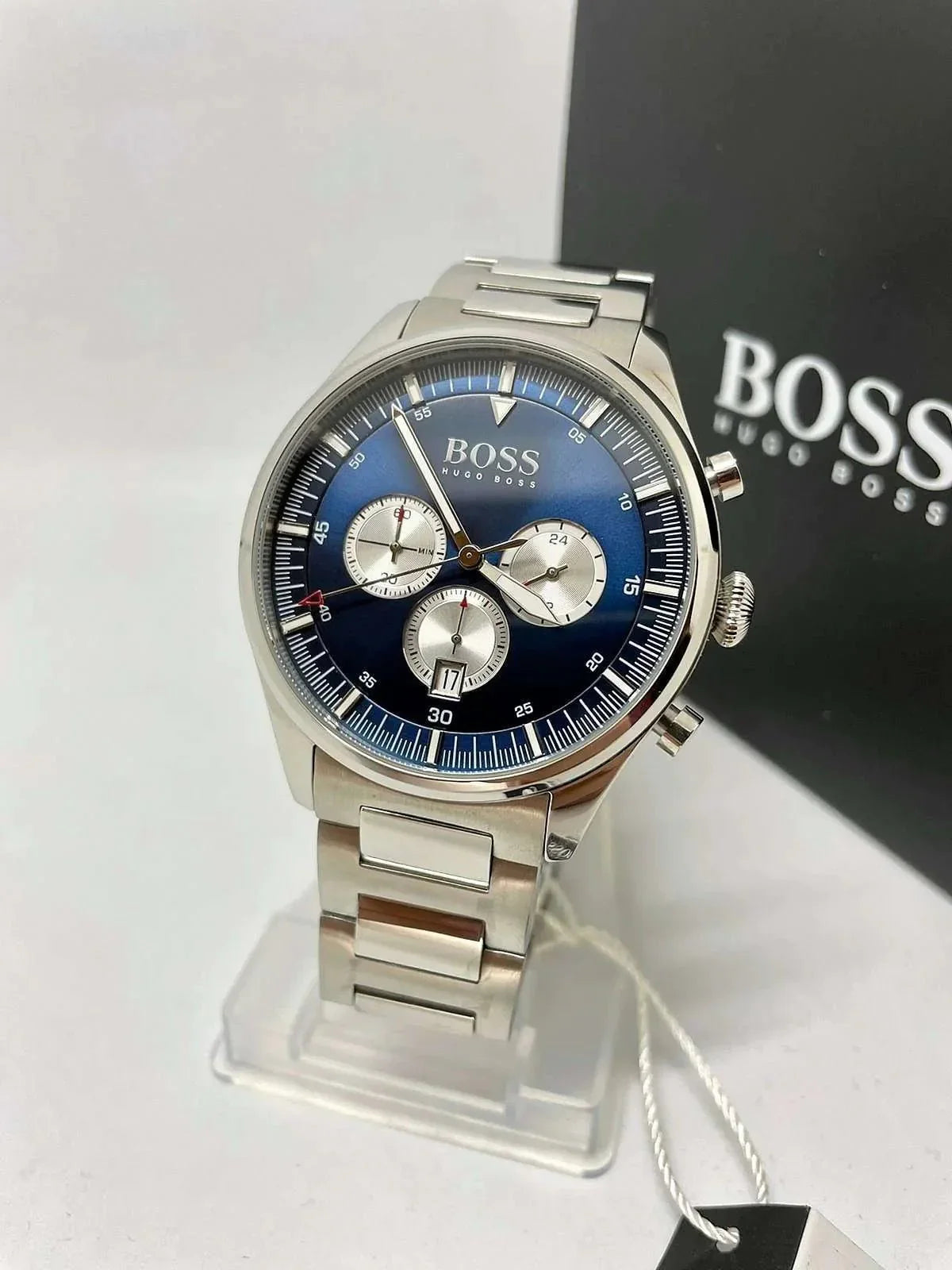 Hugo Boss Pioneer Blue Dial Silver Steel Strap Watch for Men - 1513713 Watches Hugo Boss   